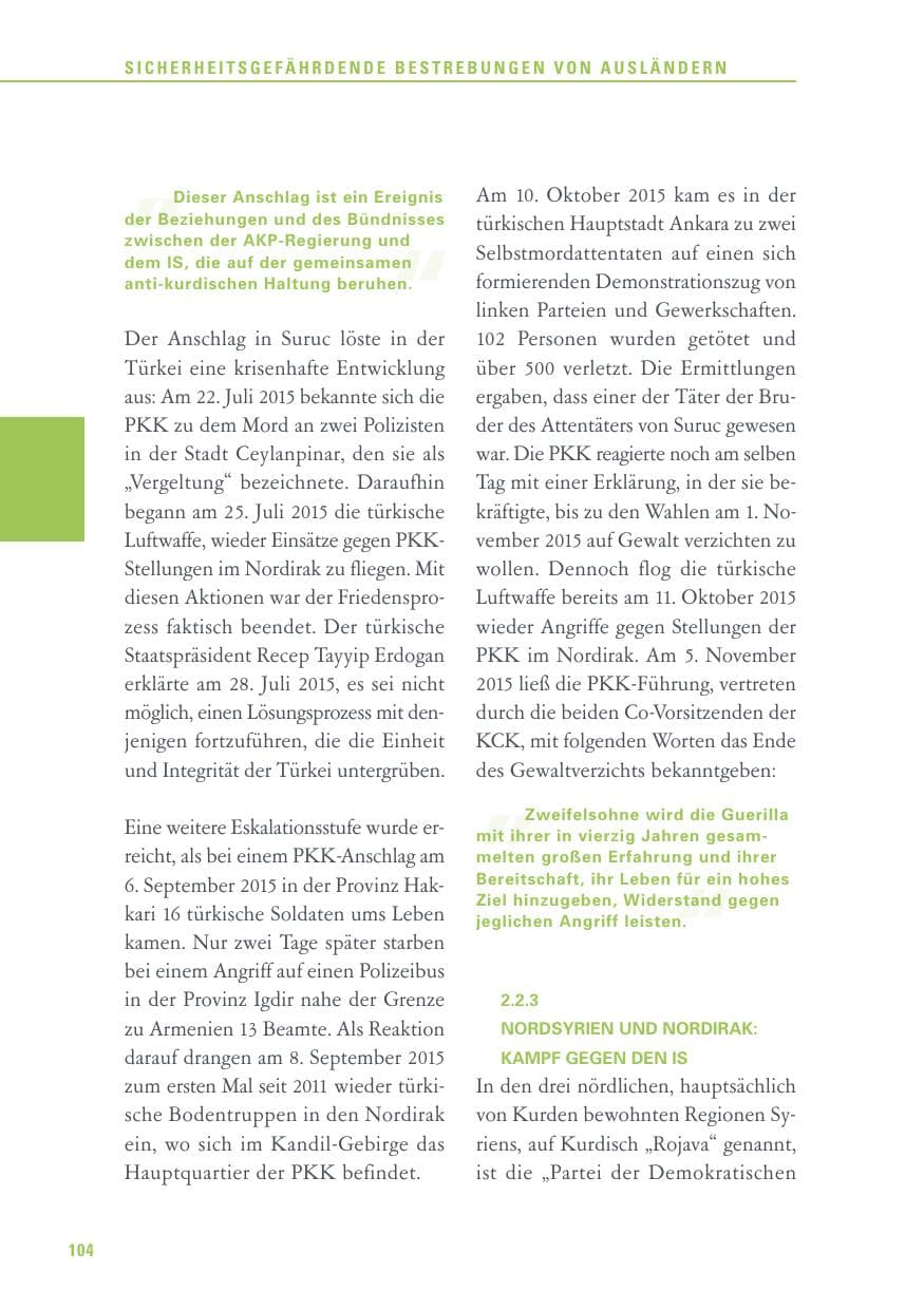 Seite 104 des Verfassungsschutzbericht 2015 Baden-Württemberg