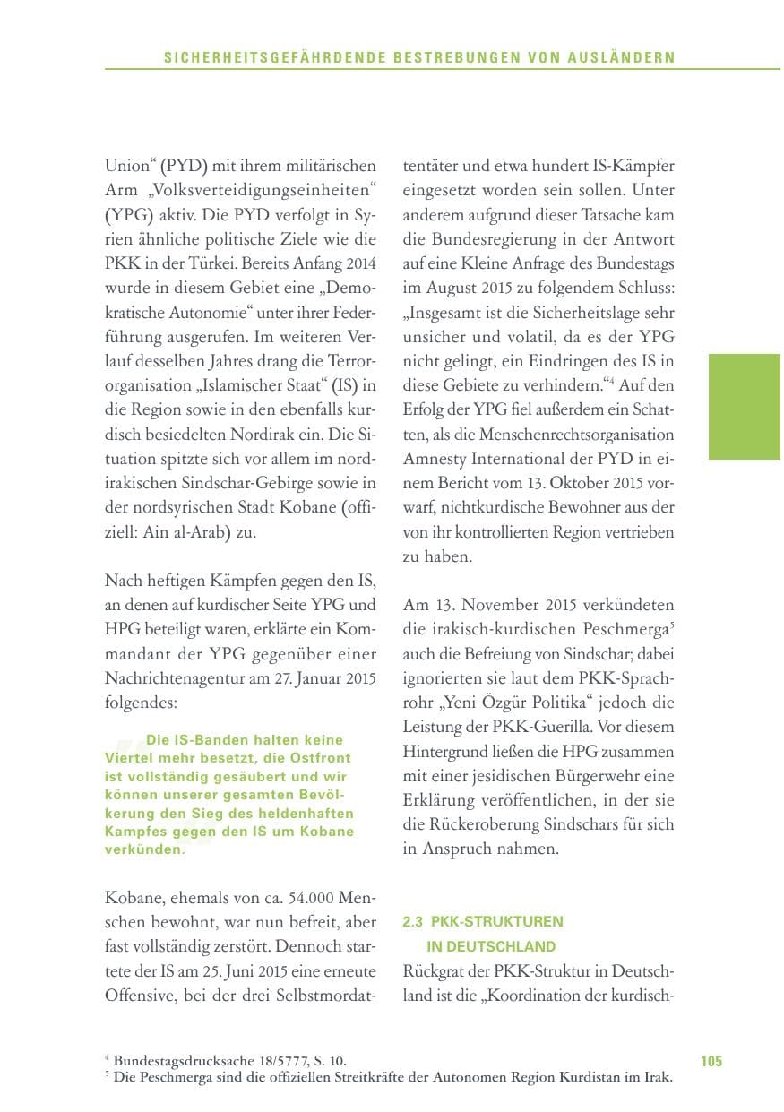 Seite 105 des Verfassungsschutzbericht 2015 Baden-Württemberg