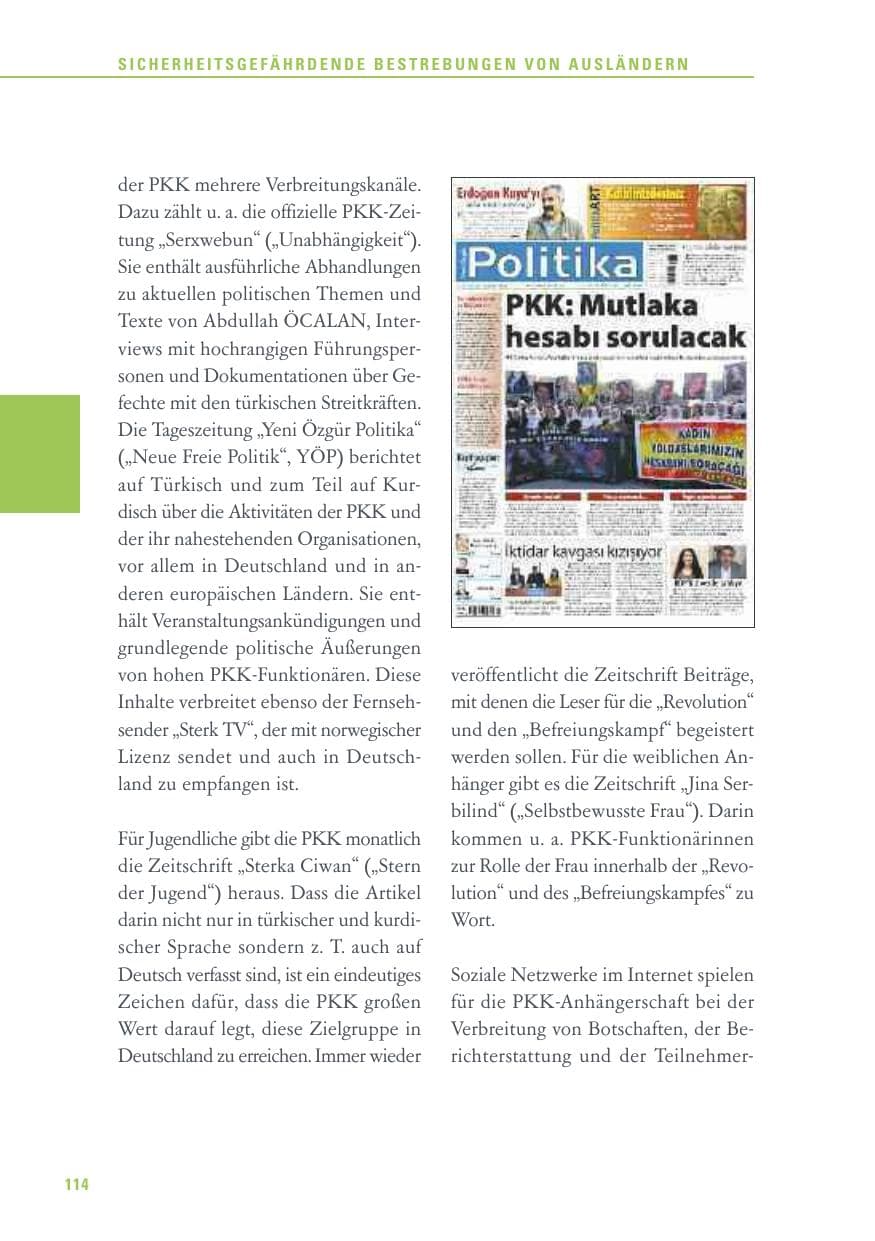 Seite 114 des Verfassungsschutzbericht 2015 Baden-Württemberg