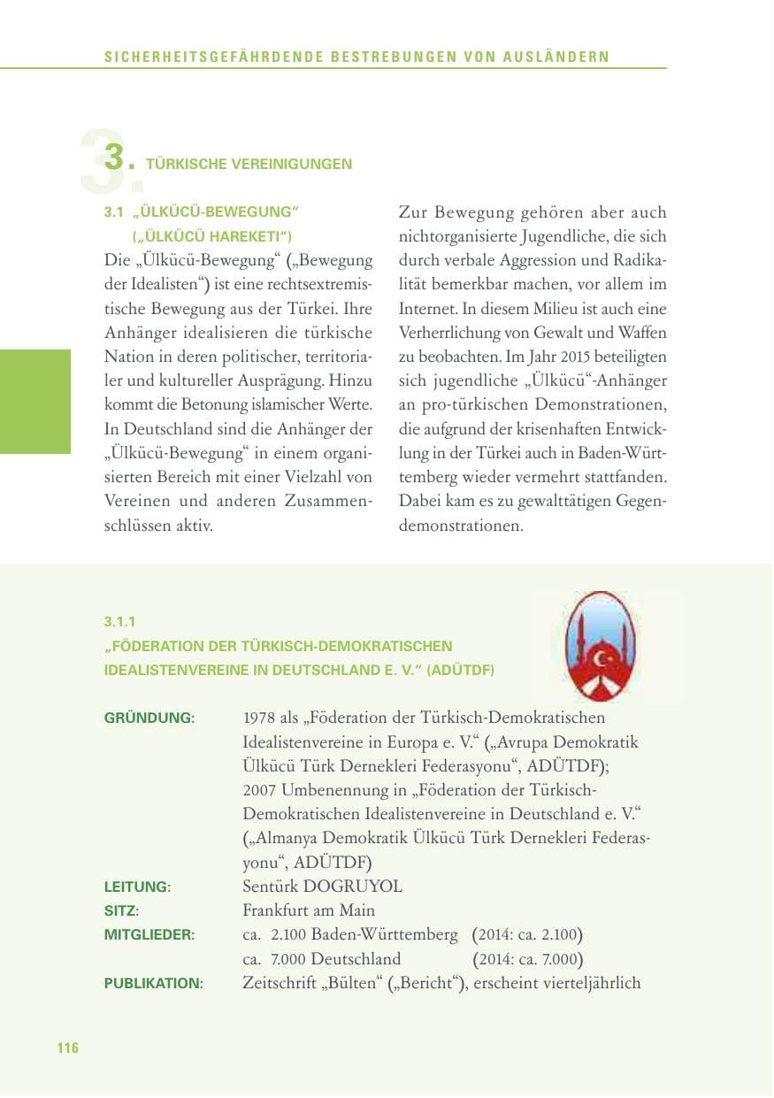 Seite 116 des Verfassungsschutzbericht 2015 Baden-Württemberg
