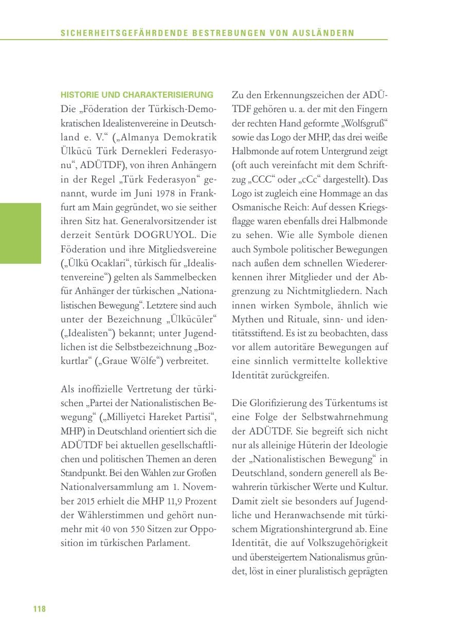 Seite 118 des Verfassungsschutzbericht 2015 Baden-Württemberg