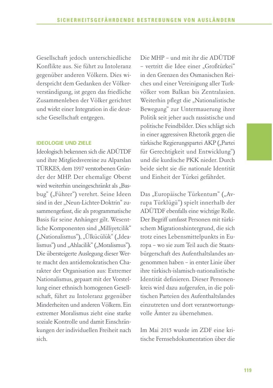 Seite 119 des Verfassungsschutzbericht 2015 Baden-Württemberg