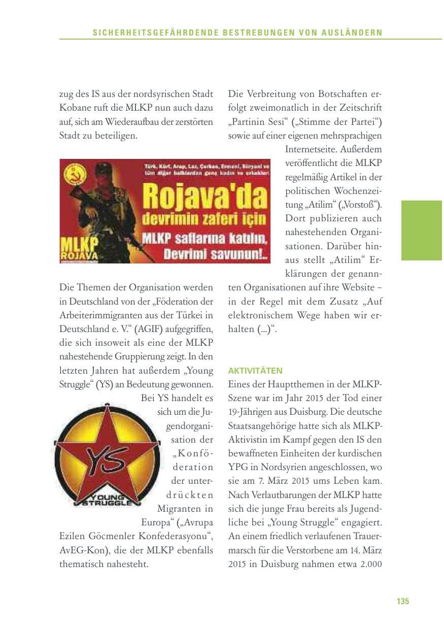 Seite 135 des Verfassungsschutzbericht 2015 Baden-Württemberg