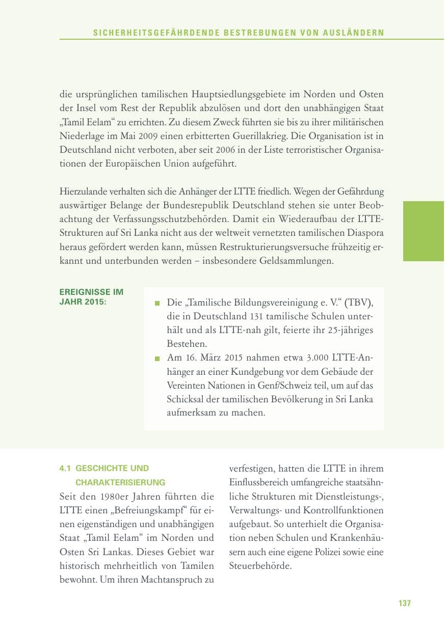 Seite 137 des Verfassungsschutzbericht 2015 Baden-Württemberg