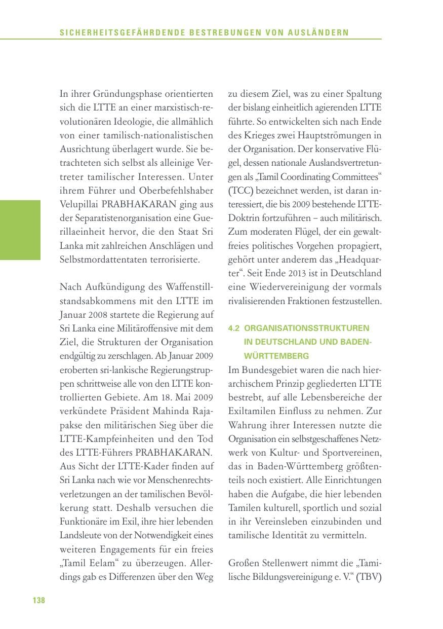 Seite 138 des Verfassungsschutzbericht 2015 Baden-Württemberg