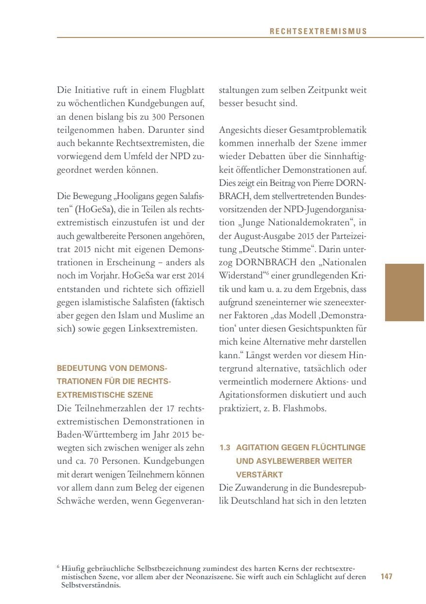 Seite 147 des Verfassungsschutzbericht 2015 Baden-Württemberg