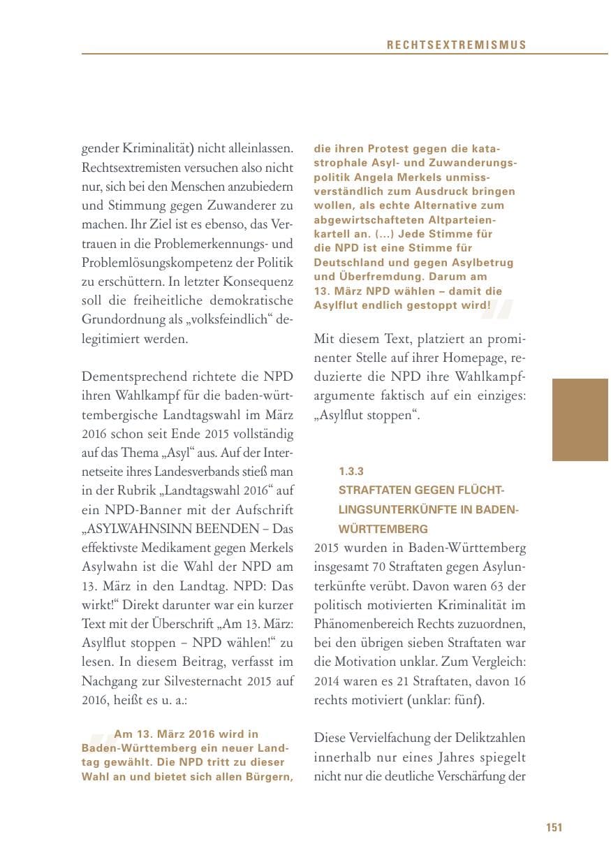 Seite 151 des Verfassungsschutzbericht 2015 Baden-Württemberg