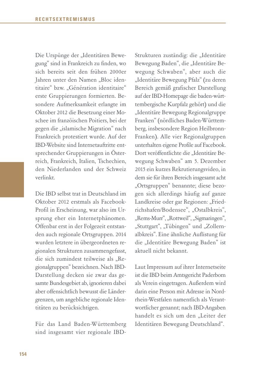 Seite 154 des Verfassungsschutzbericht 2015 Baden-Württemberg