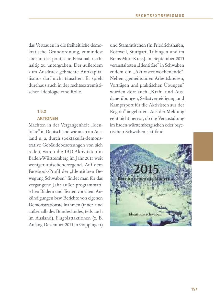 Seite 157 des Verfassungsschutzbericht 2015 Baden-Württemberg