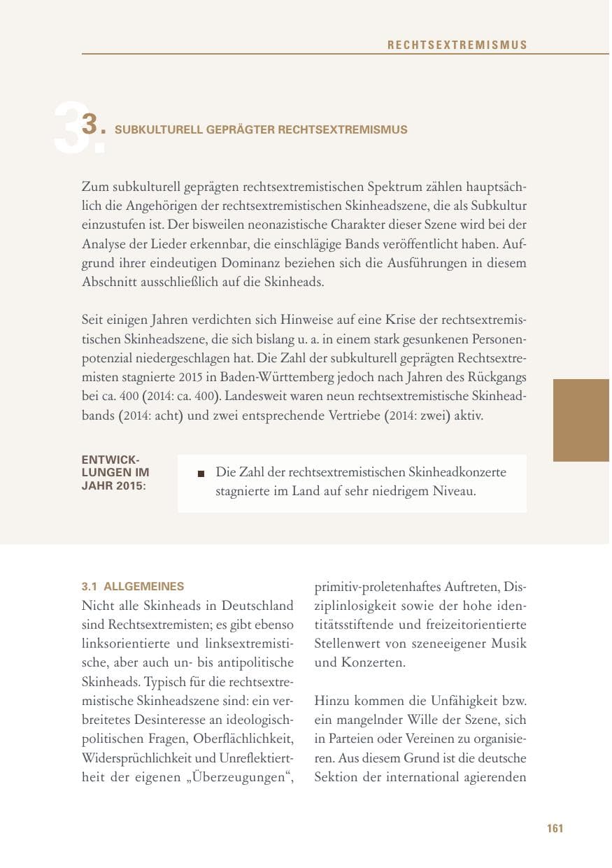 Seite 161 des Verfassungsschutzbericht 2015 Baden-Württemberg