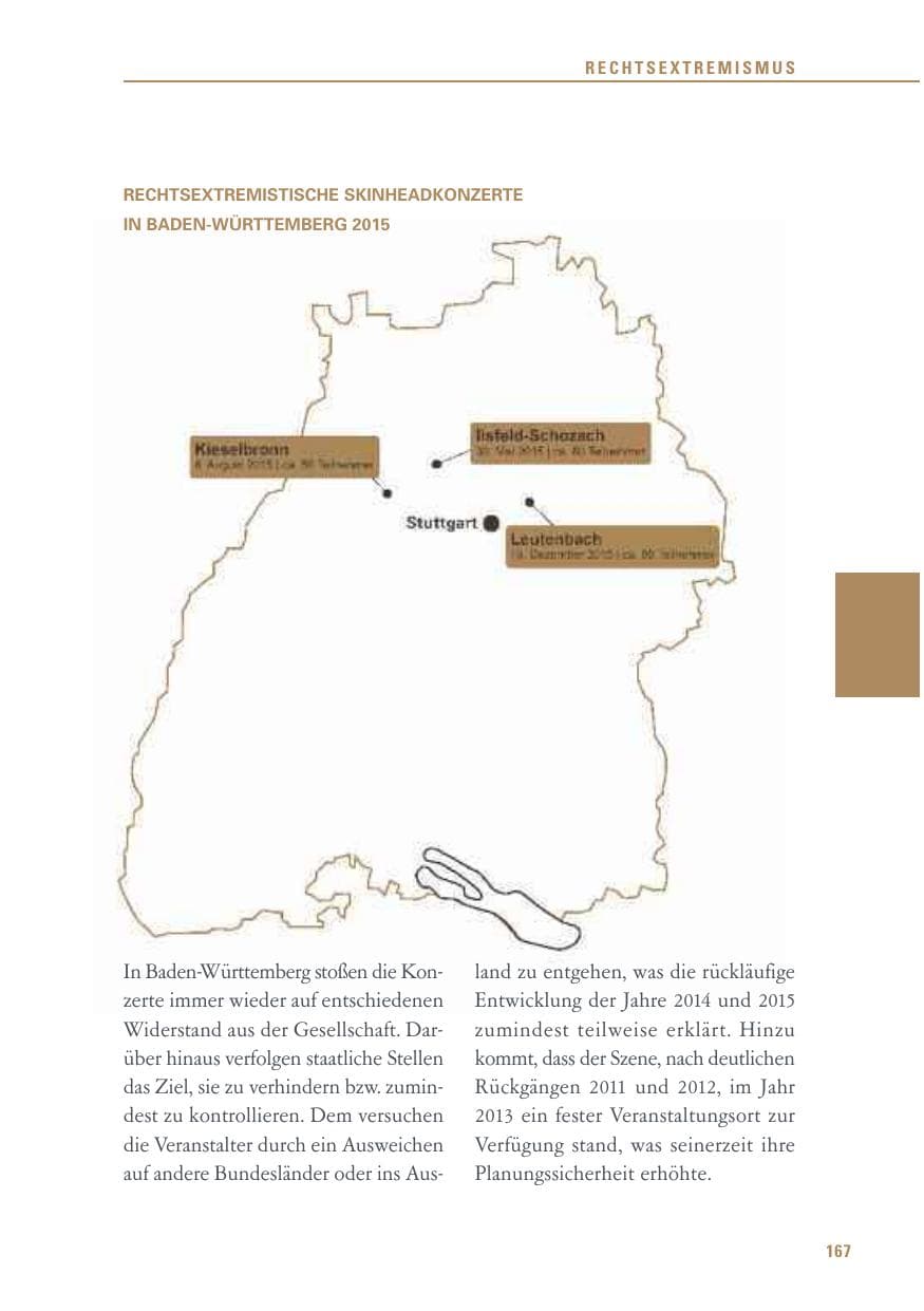 Seite 167 des Verfassungsschutzbericht 2015 Baden-Württemberg