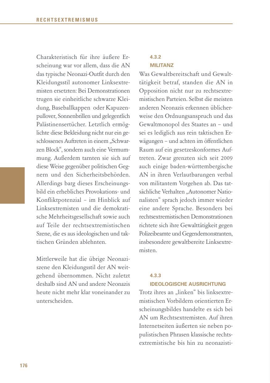 Seite 176 des Verfassungsschutzbericht 2015 Baden-Württemberg