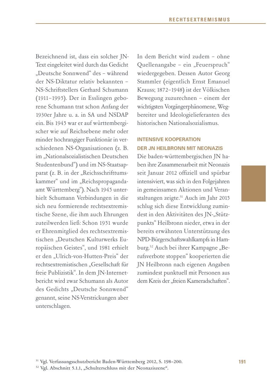 Seite 191 des Verfassungsschutzbericht 2015 Baden-Württemberg