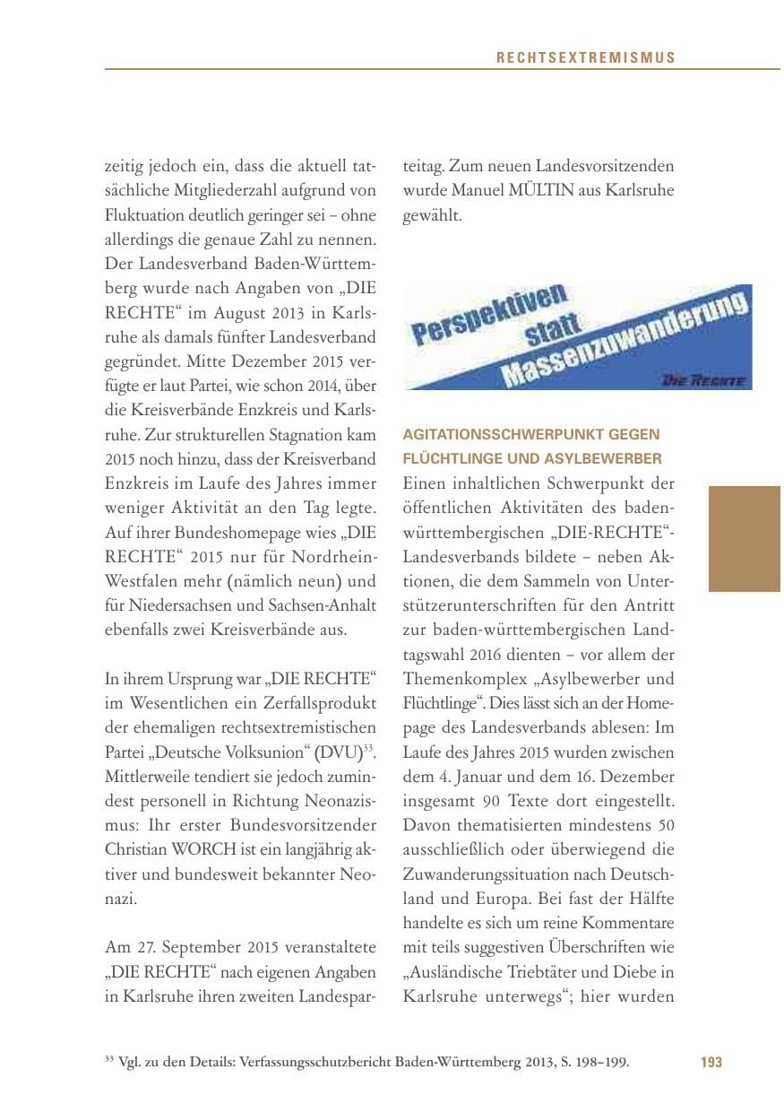 Seite 193 des Verfassungsschutzbericht 2015 Baden-Württemberg