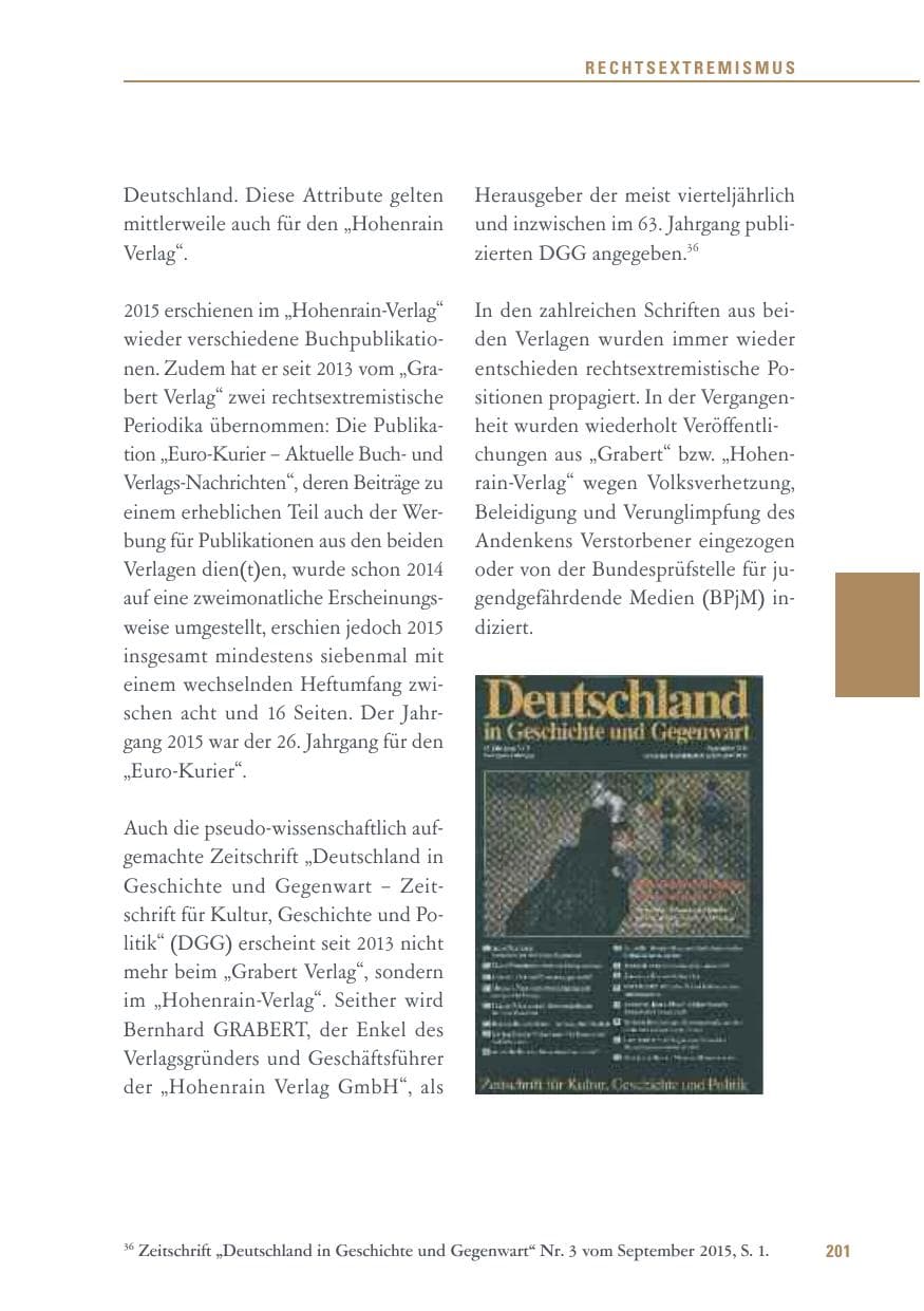 Seite 201 des Verfassungsschutzbericht 2015 Baden-Württemberg