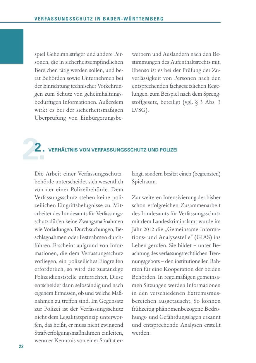 Seite 22 des Verfassungsschutzbericht 2015 Baden-Württemberg