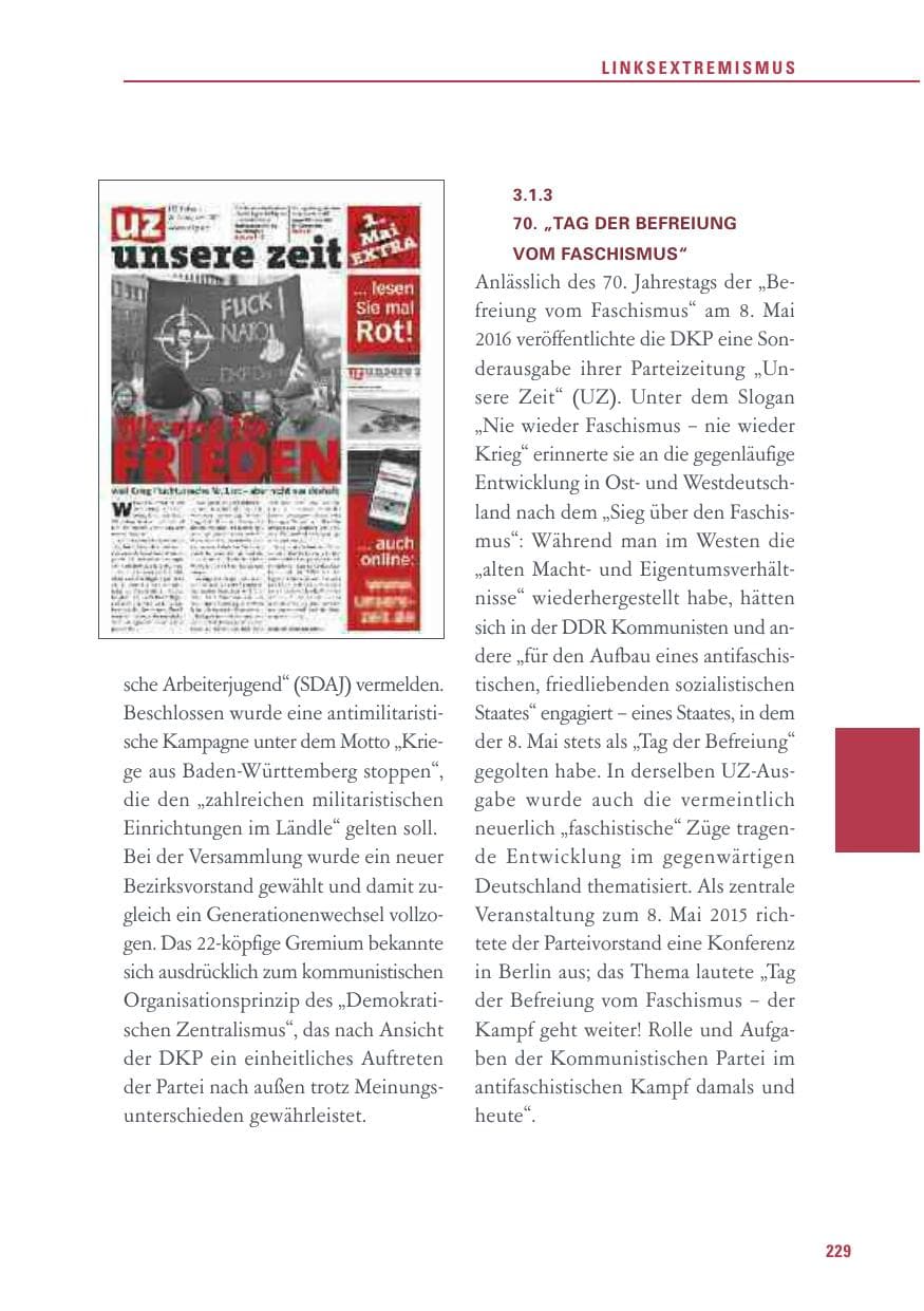Seite 229 des Verfassungsschutzbericht 2015 Baden-Württemberg
