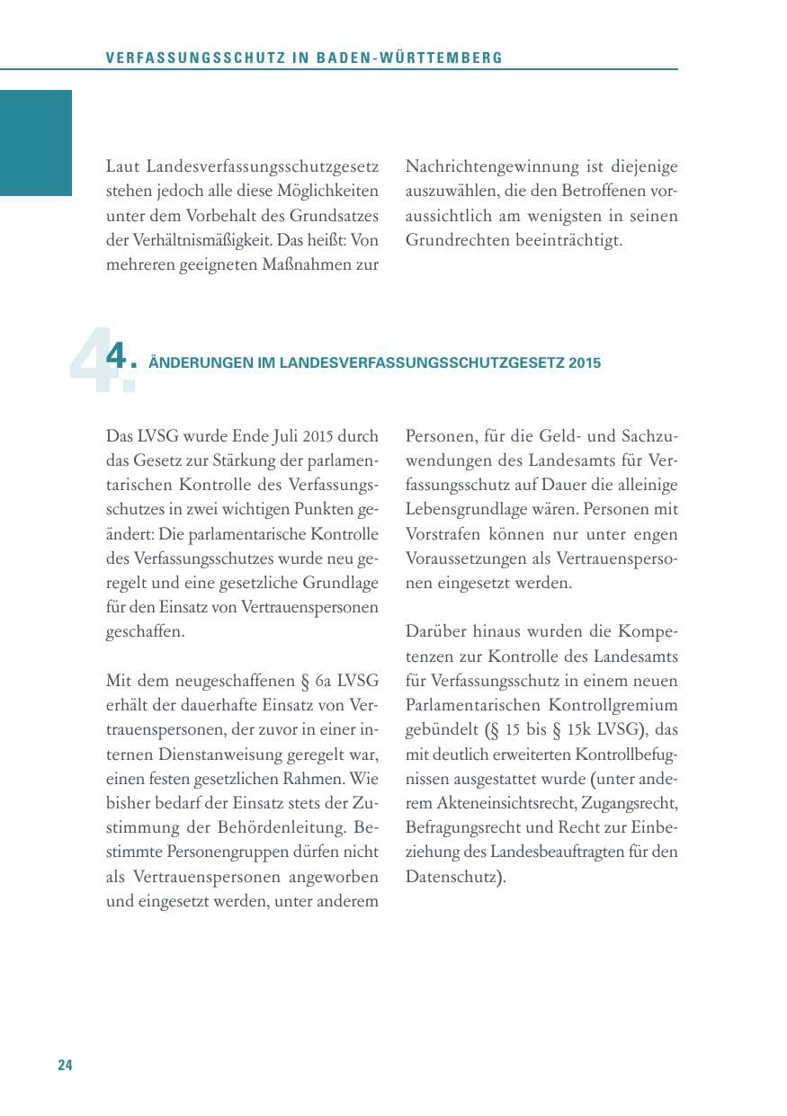Seite 24 des Verfassungsschutzbericht 2015 Baden-Württemberg