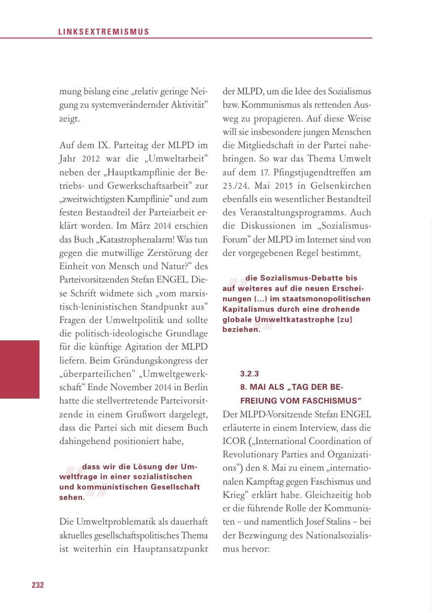 Seite 232 des Verfassungsschutzbericht 2015 Baden-Württemberg