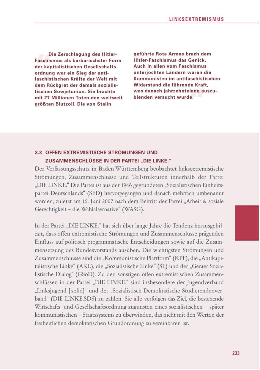 Seite 233 des Verfassungsschutzbericht 2015 Baden-Württemberg