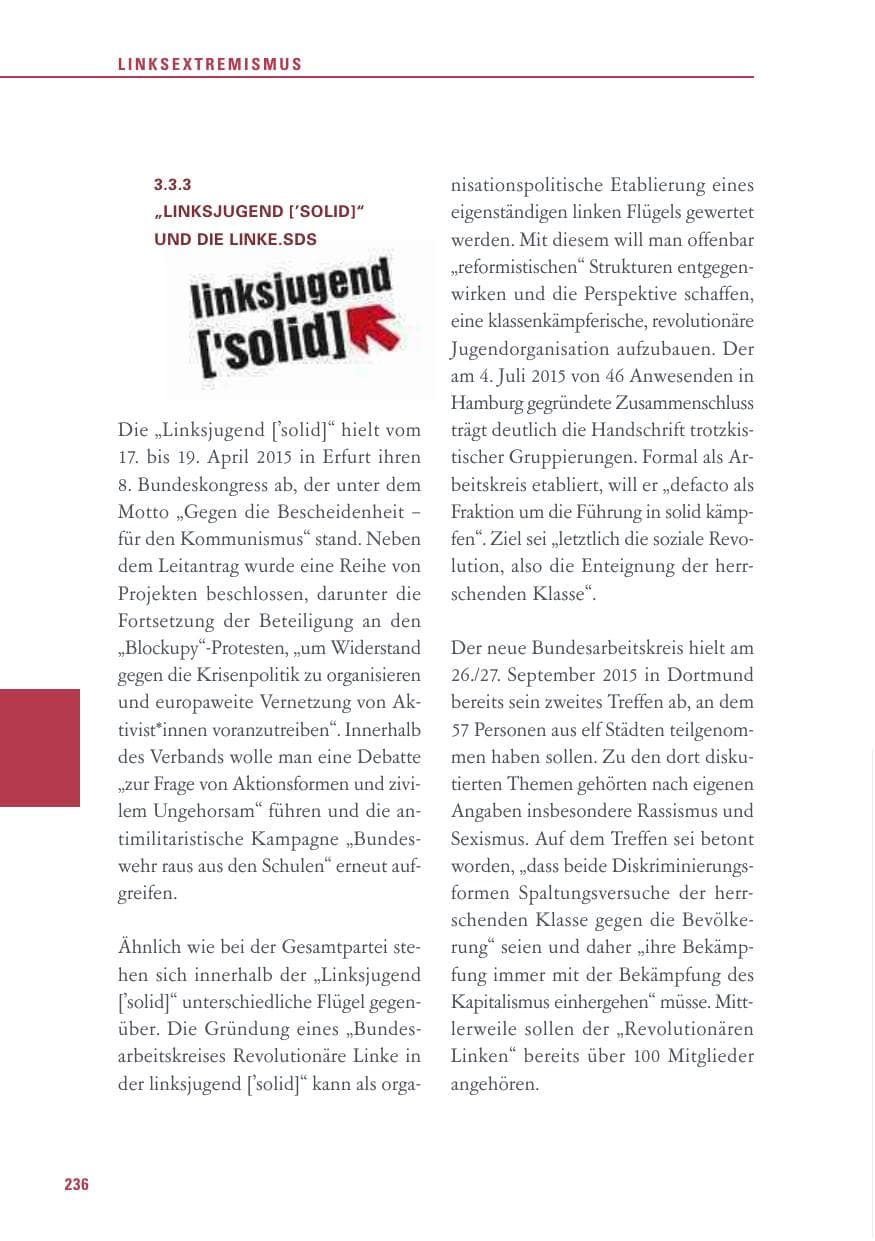 Seite 236 des Verfassungsschutzbericht 2015 Baden-Württemberg