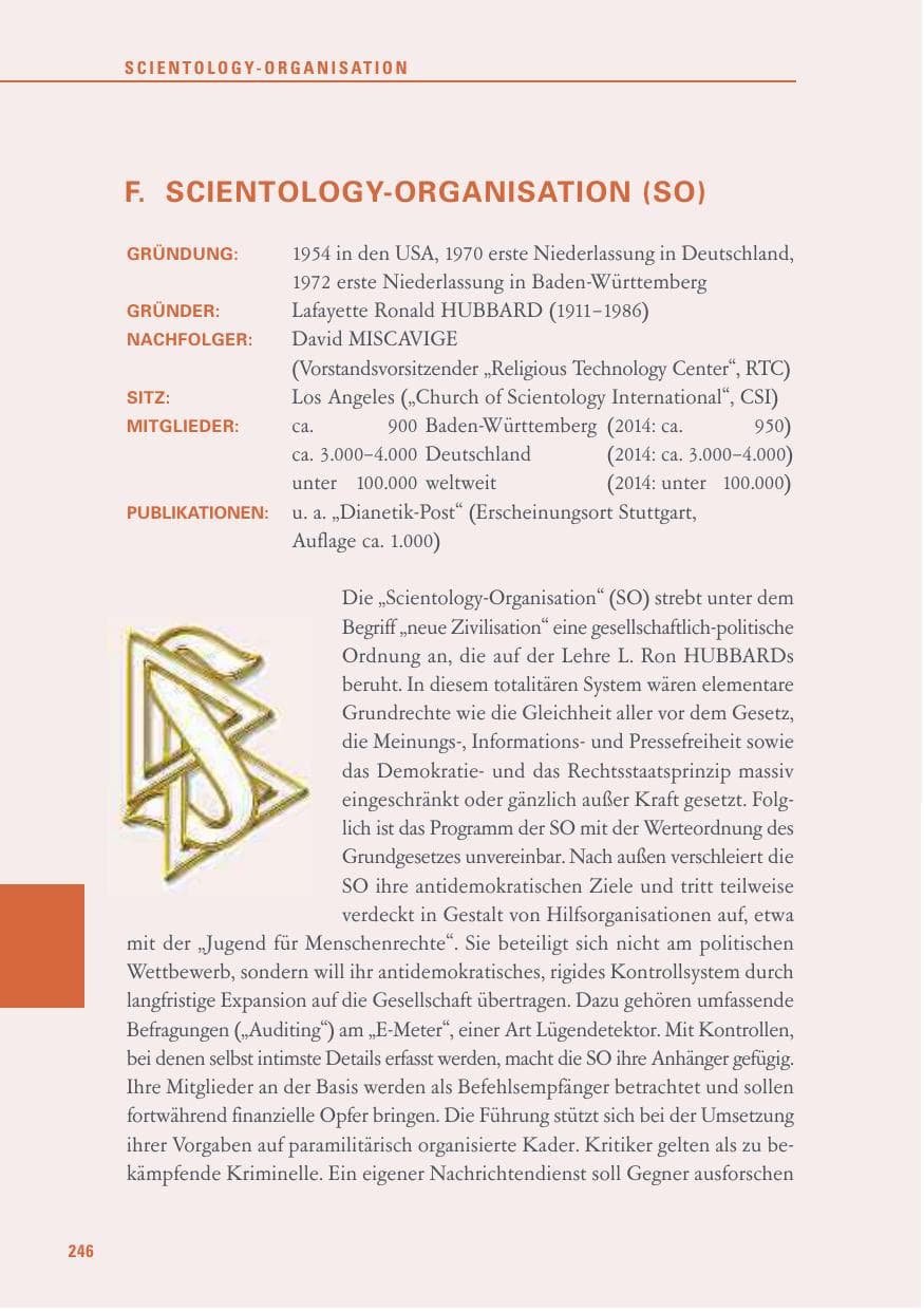 Seite 246 des Verfassungsschutzbericht 2015 Baden-Württemberg