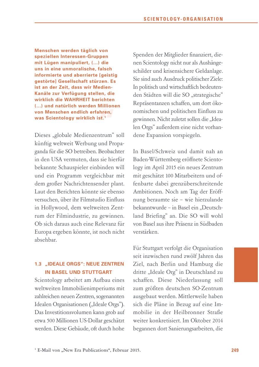 Seite 249 des Verfassungsschutzbericht 2015 Baden-Württemberg