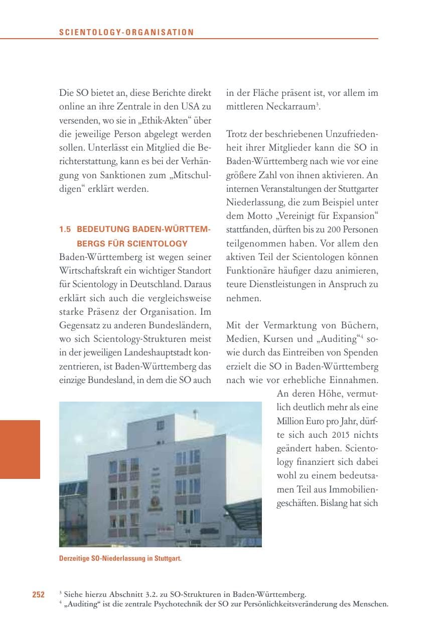 Seite 252 des Verfassungsschutzbericht 2015 Baden-Württemberg
