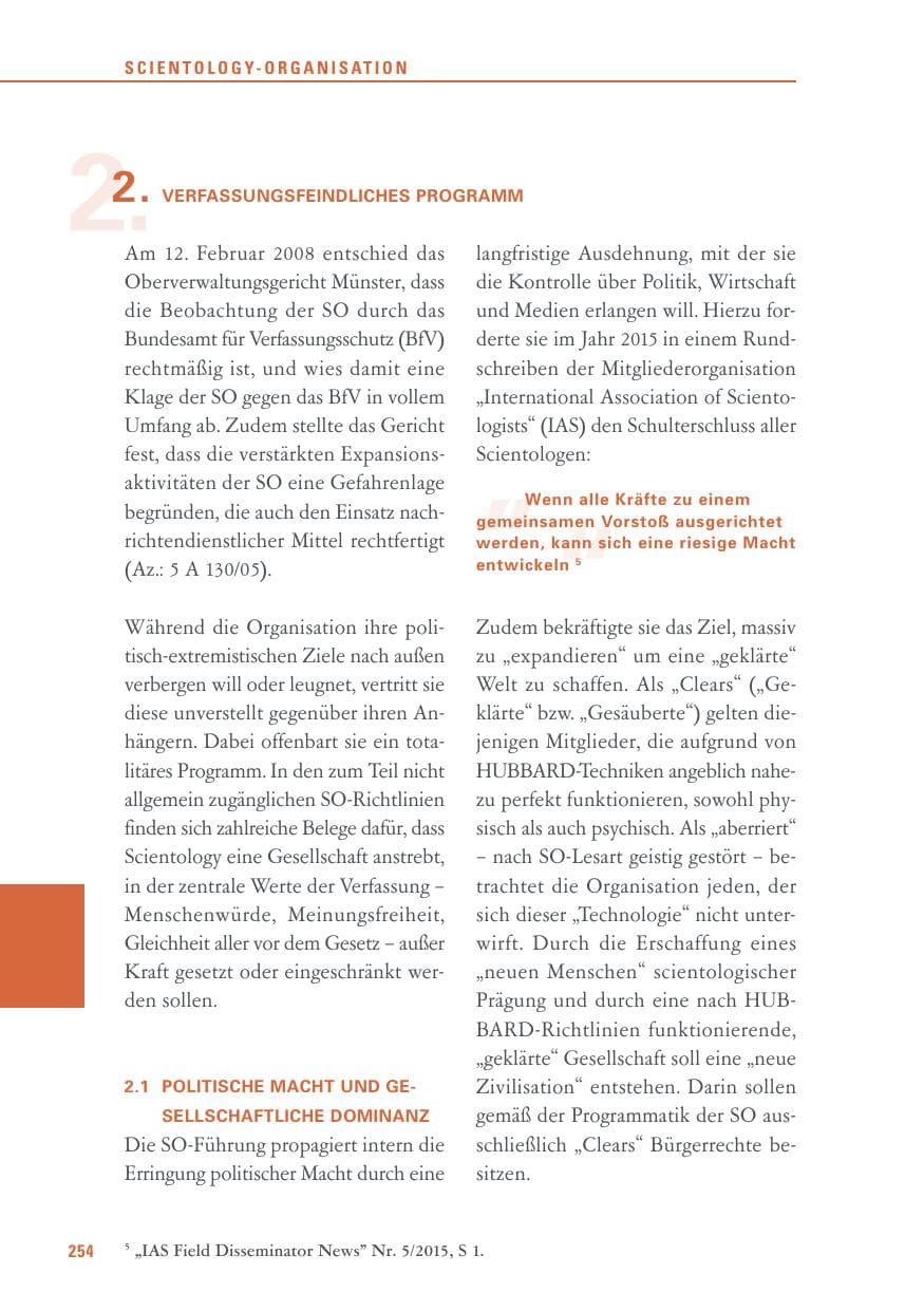 Seite 254 des Verfassungsschutzbericht 2015 Baden-Württemberg