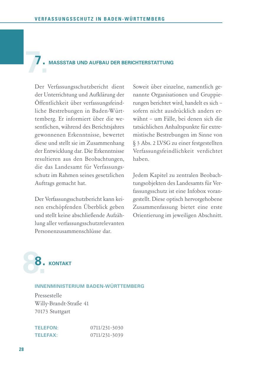 Seite 28 des Verfassungsschutzbericht 2015 Baden-Württemberg