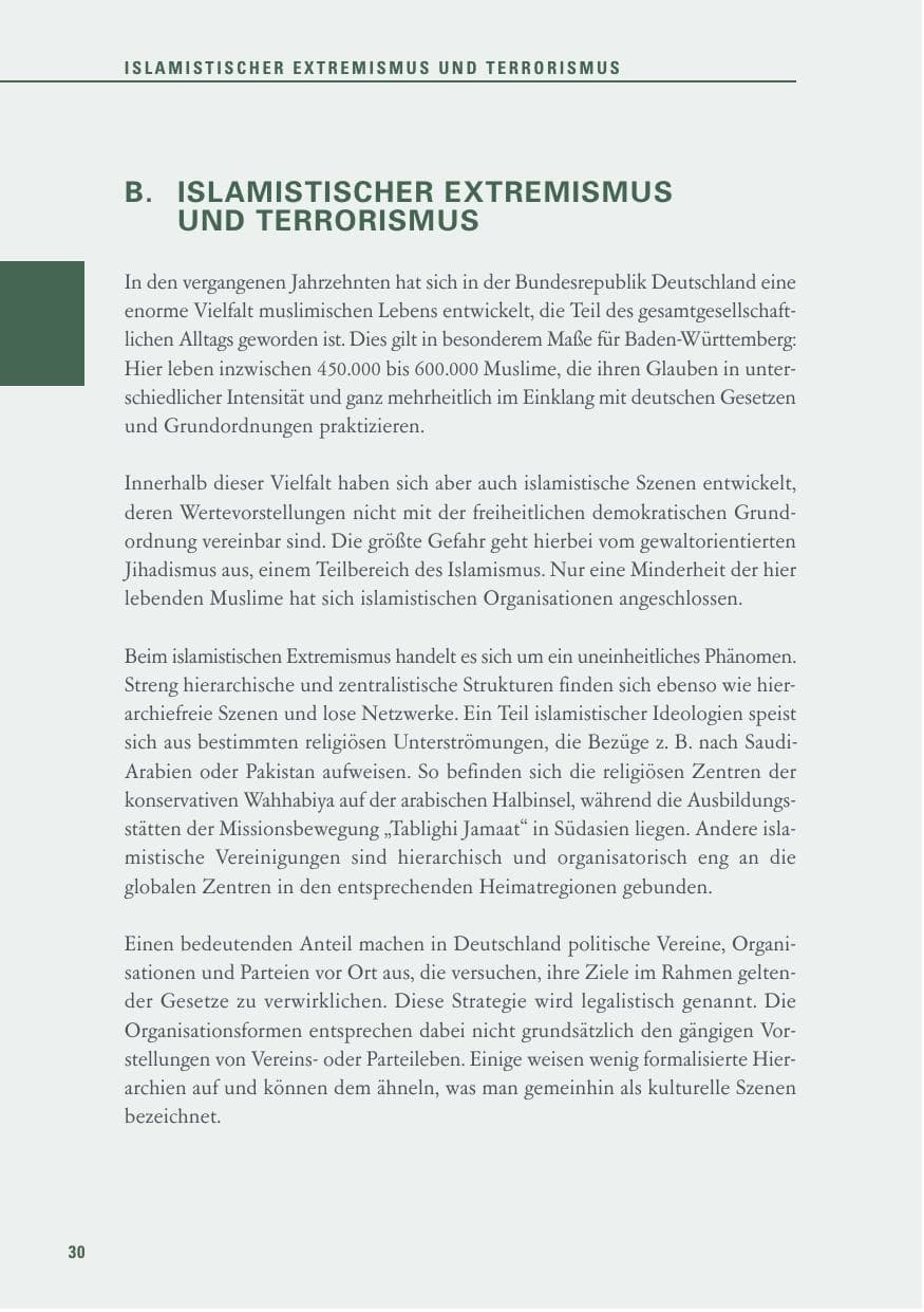 Seite 30 des Verfassungsschutzbericht 2015 Baden-Württemberg