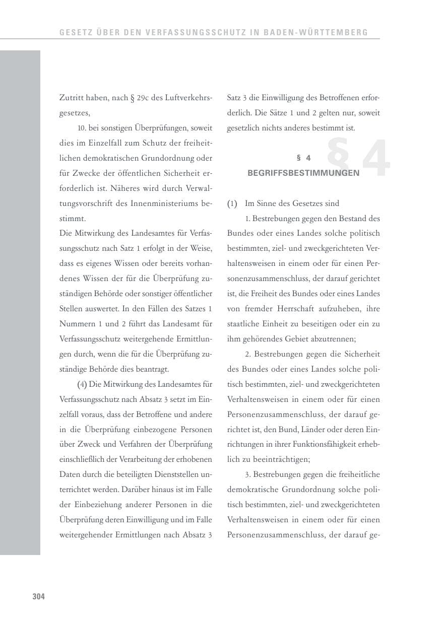Seite 304 des Verfassungsschutzbericht 2015 Baden-Württemberg