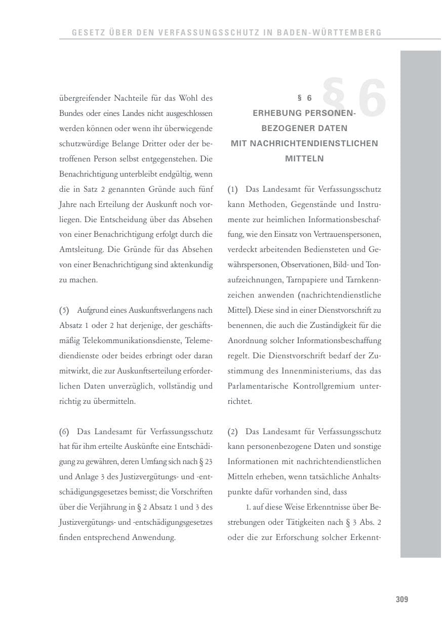 Seite 309 des Verfassungsschutzbericht 2015 Baden-Württemberg