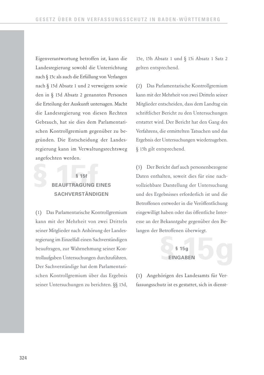 Seite 324 des Verfassungsschutzbericht 2015 Baden-Württemberg