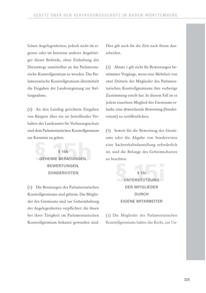 Seite 325 des Verfassungsschutzbericht 2015 Baden-Württemberg