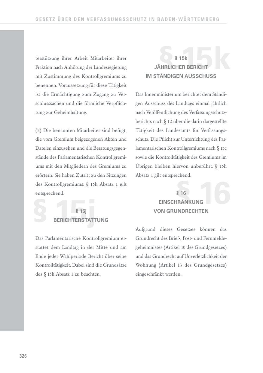 Seite 326 des Verfassungsschutzbericht 2015 Baden-Württemberg
