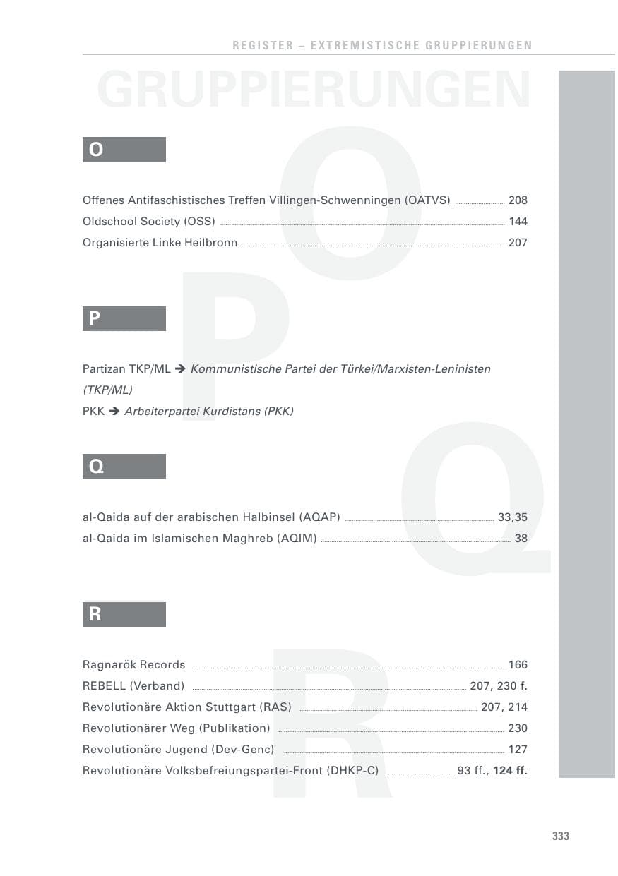 Seite 333 des Verfassungsschutzbericht 2015 Baden-Württemberg