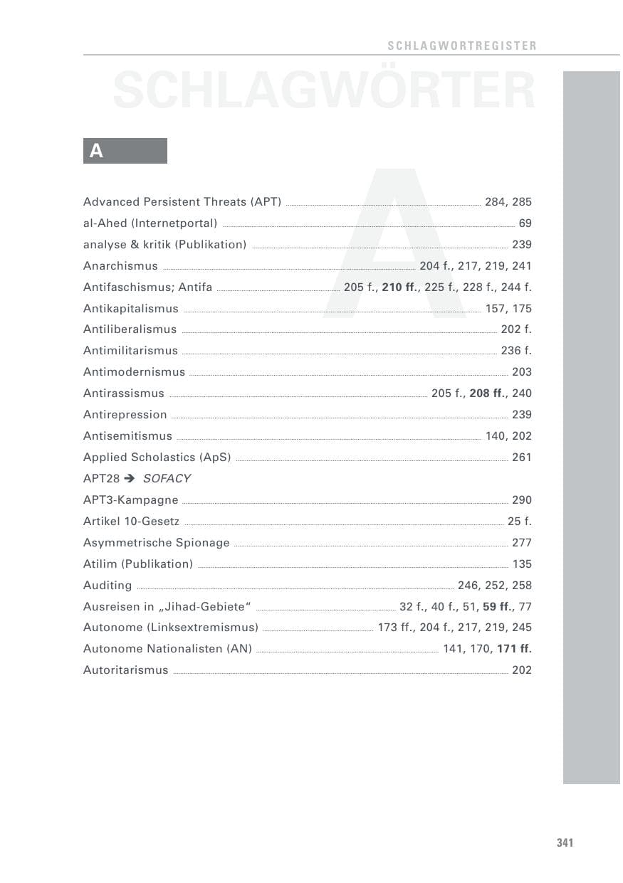 Seite 341 des Verfassungsschutzbericht 2015 Baden-Württemberg