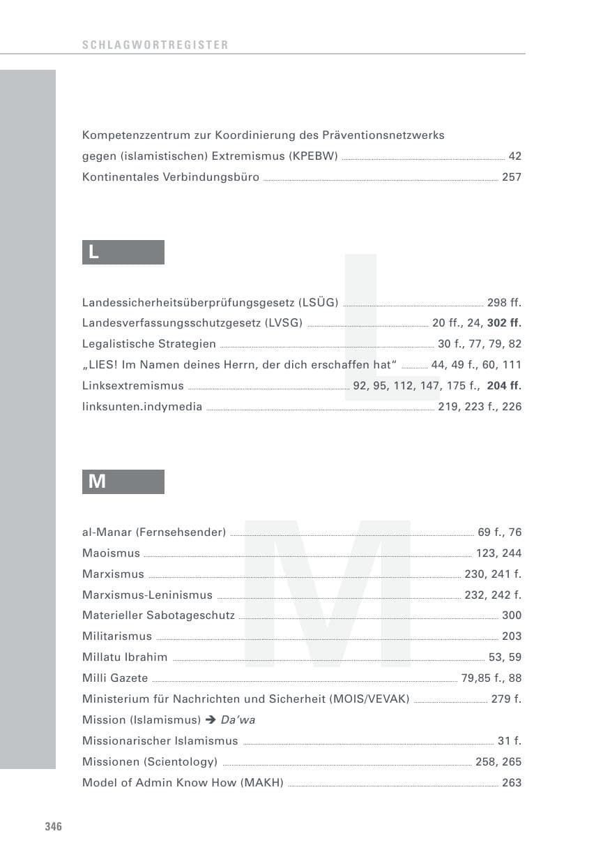 Seite 346 des Verfassungsschutzbericht 2015 Baden-Württemberg