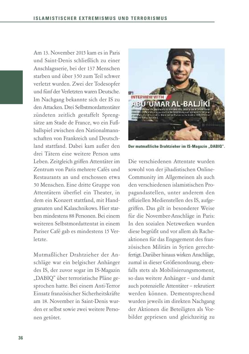 Seite 36 des Verfassungsschutzbericht 2015 Baden-Württemberg