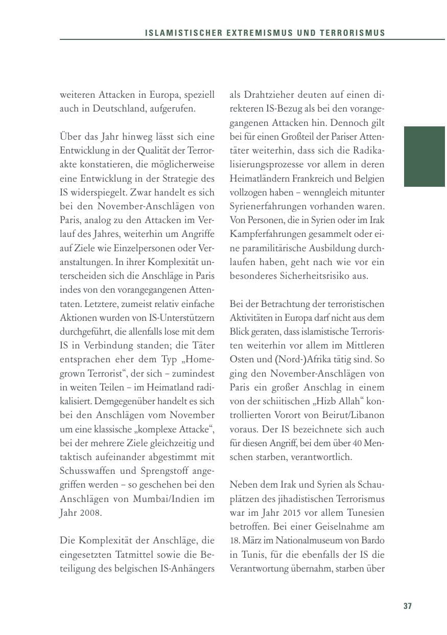 Seite 37 des Verfassungsschutzbericht 2015 Baden-Württemberg