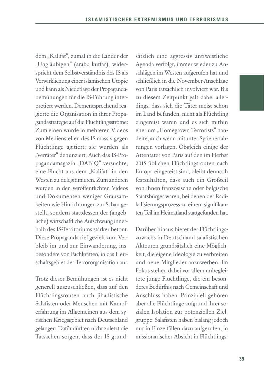 Seite 39 des Verfassungsschutzbericht 2015 Baden-Württemberg