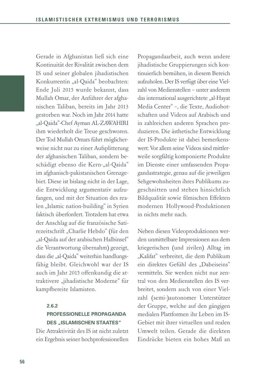 Seite 56 des Verfassungsschutzbericht 2015 Baden-Württemberg