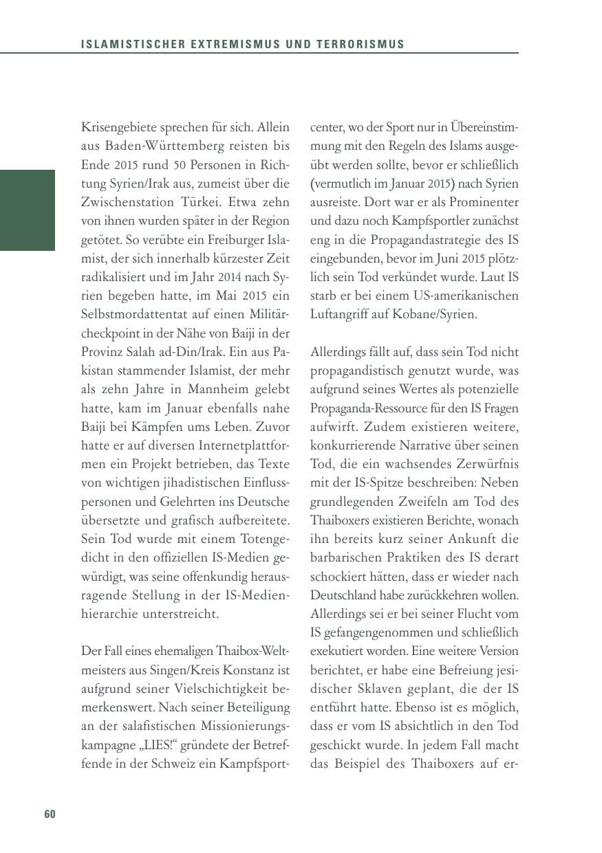 Seite 60 des Verfassungsschutzbericht 2015 Baden-Württemberg