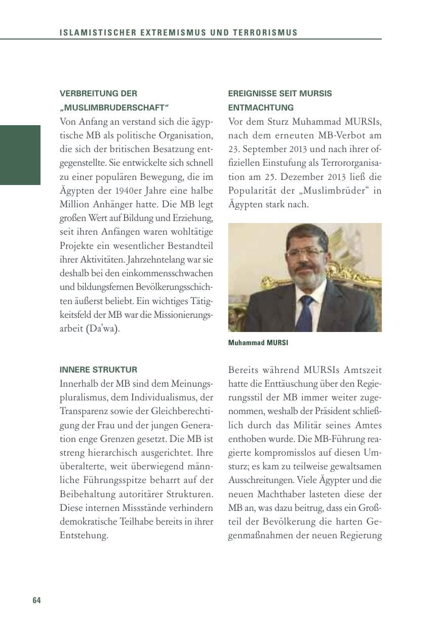 Seite 64 des Verfassungsschutzbericht 2015 Baden-Württemberg