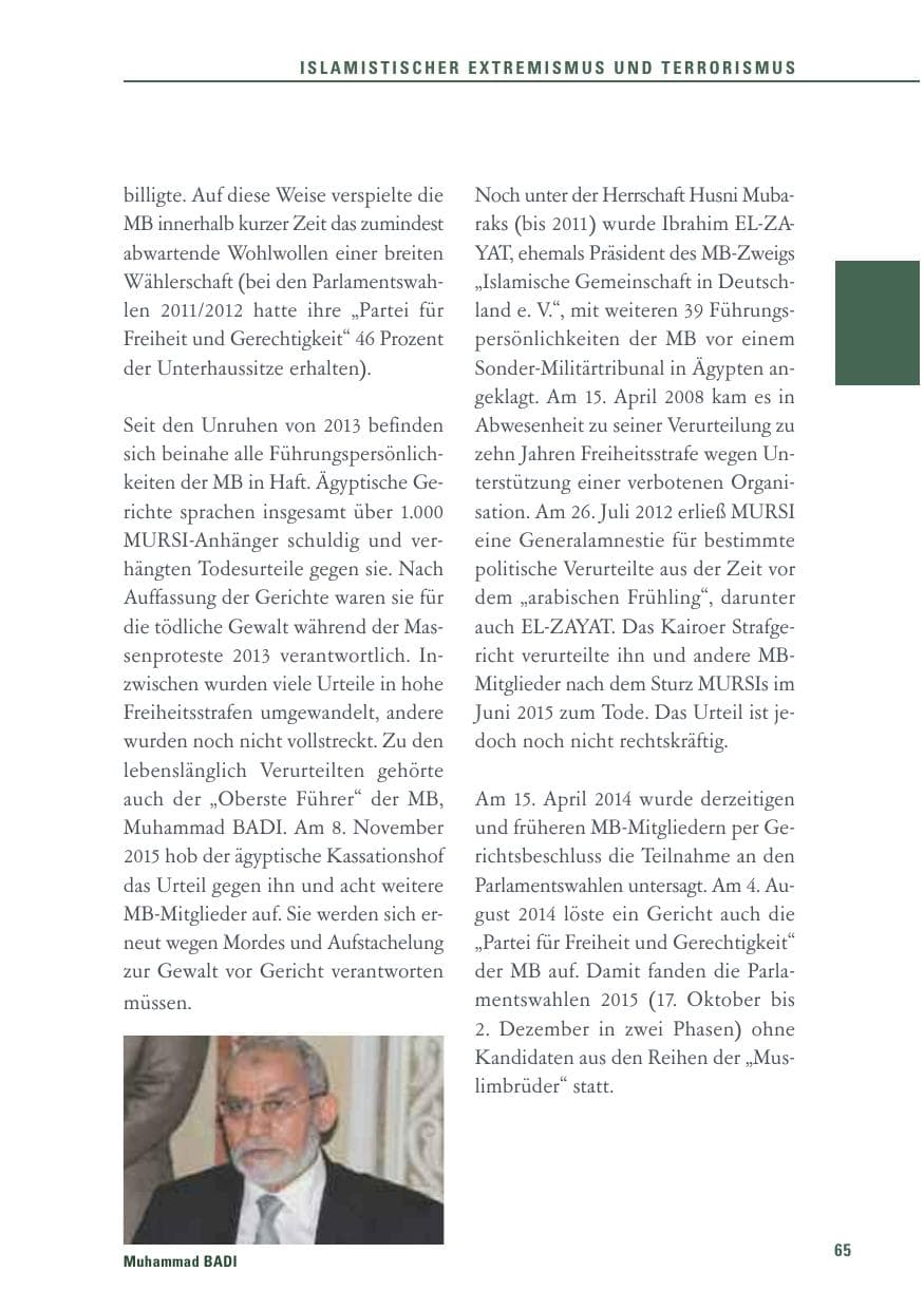 Seite 65 des Verfassungsschutzbericht 2015 Baden-Württemberg