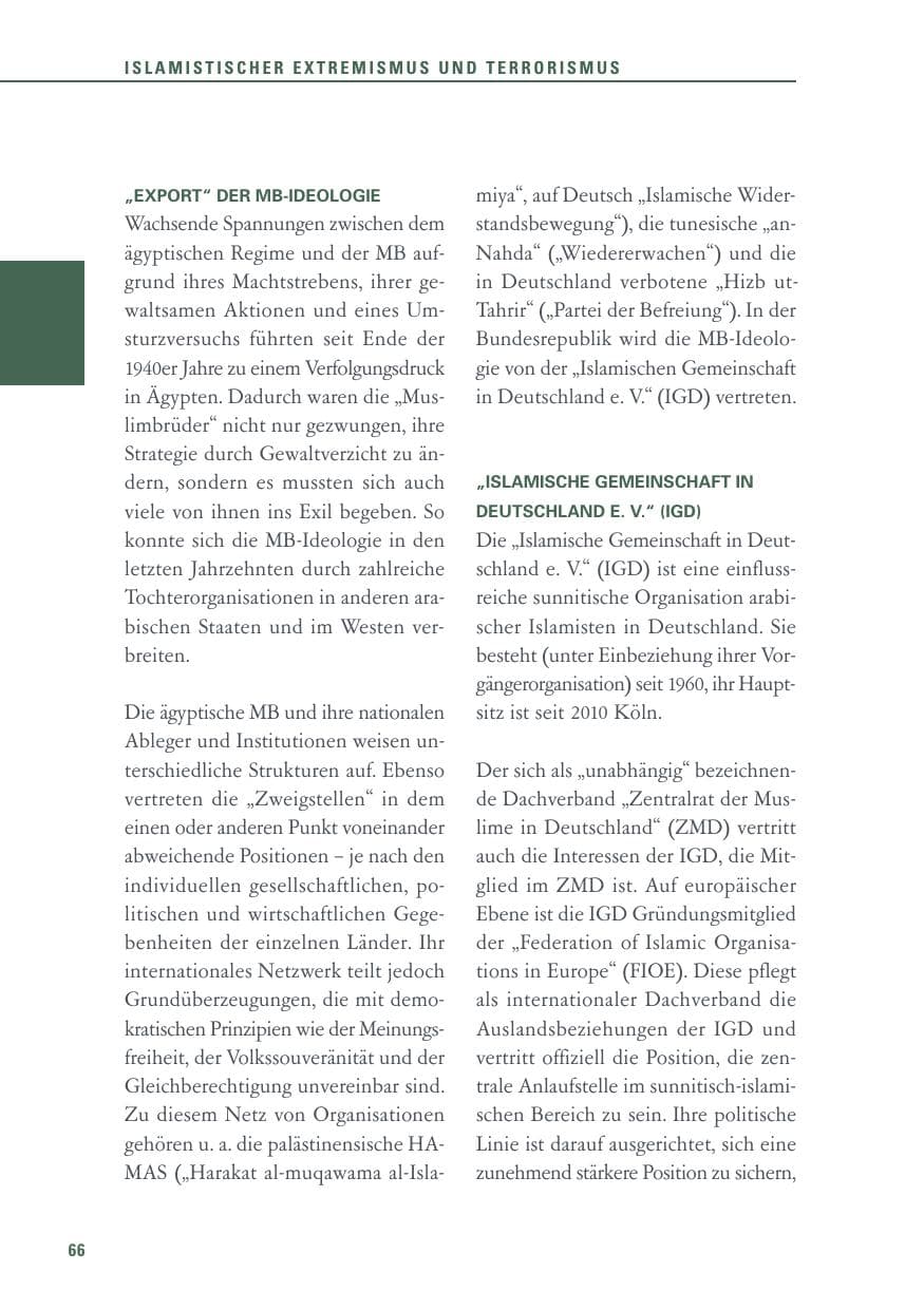 Seite 66 des Verfassungsschutzbericht 2015 Baden-Württemberg