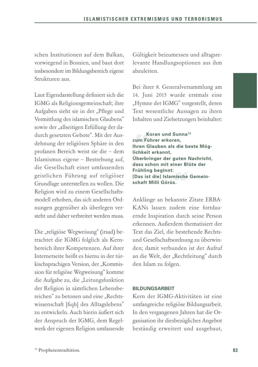 Seite 83 des Verfassungsschutzbericht 2015 Baden-Württemberg