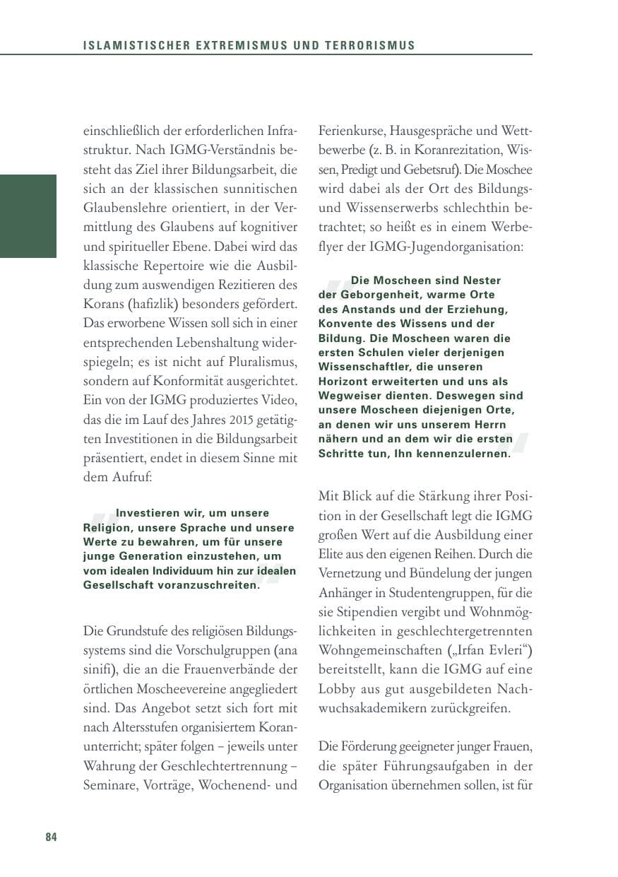 Seite 84 des Verfassungsschutzbericht 2015 Baden-Württemberg