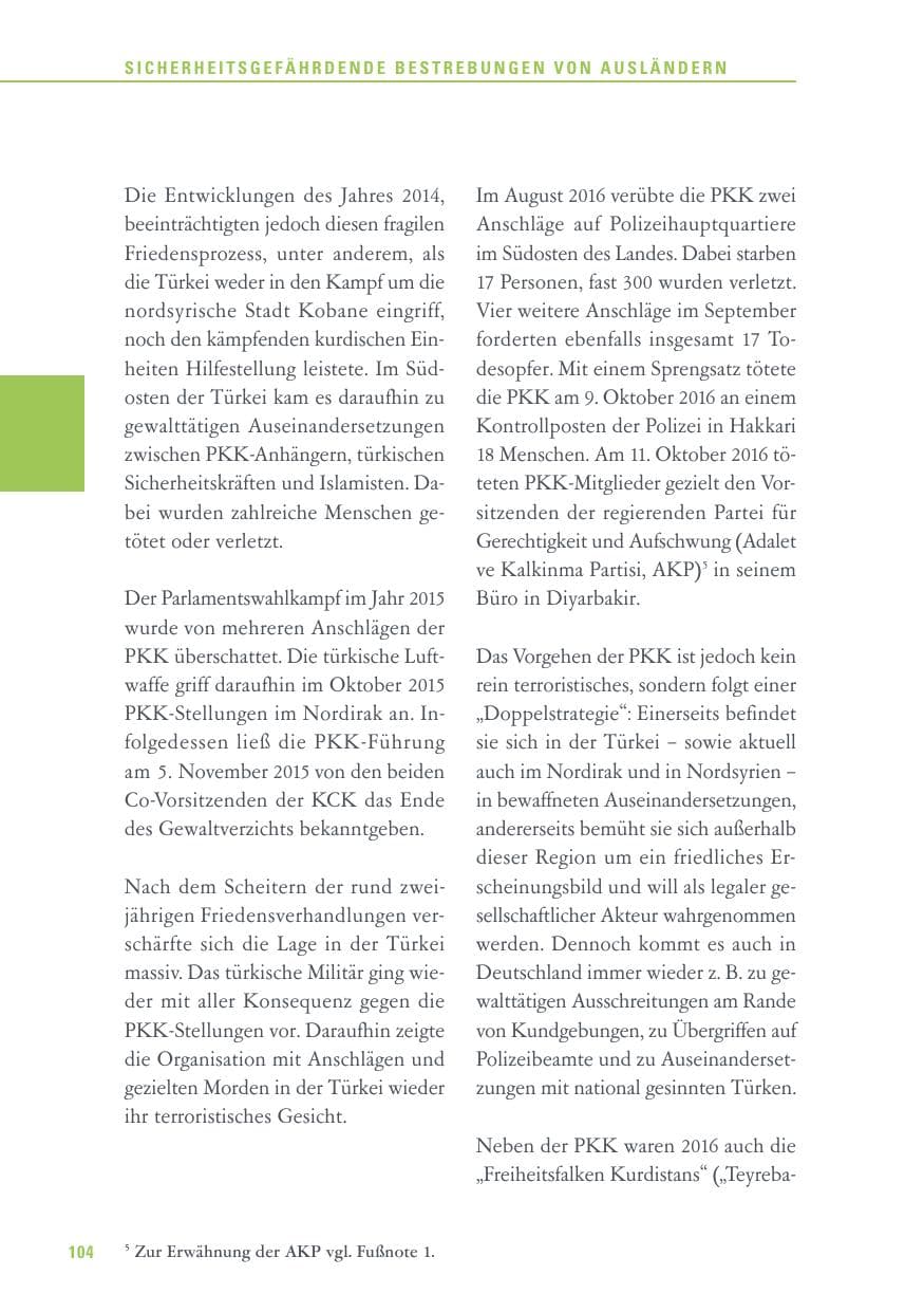 Seite 104 des Verfassungsschutzbericht 2016 Baden-Württemberg